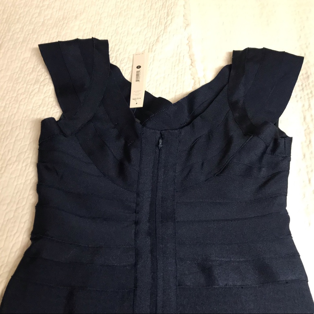 NWT AQUA BANDAGE NAVY BLUE DRESS SMALL - Picture 6 of 7